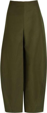 Alaia Twisted Barrel-leg Cotton Trousers - Olive - 40 (UK12 / M)