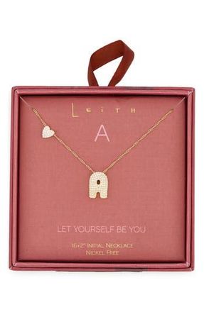 Leith Cubic Zirconia Heart & Bubble Initial Pendant Necklace in A- Clear- Gold at Nordstrom Rack