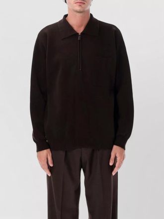 Roberto Collina merino wool ribbed half-zip polo sweater