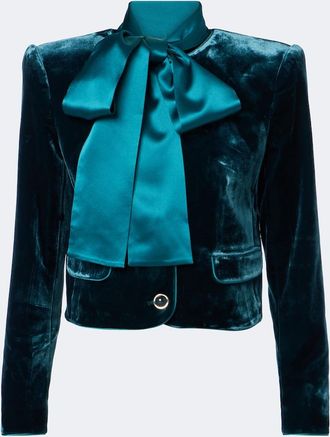 Retrof&ecirc;te Retrof&ecirc;te Alto cropped scarf-detail velvet jacket