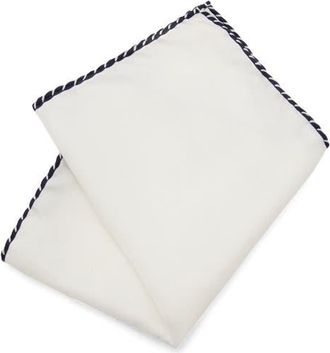 Mango Silk Pocket Square in White/Black at Nordstrom