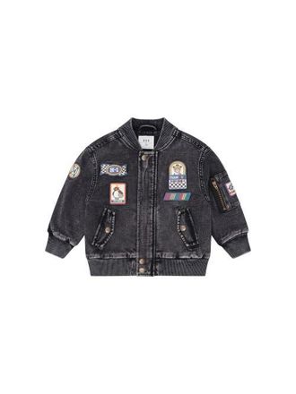 Huxbaby Knit Denim Patches Jacket in Denim Black at Nordstrom, Size 6-12M Au