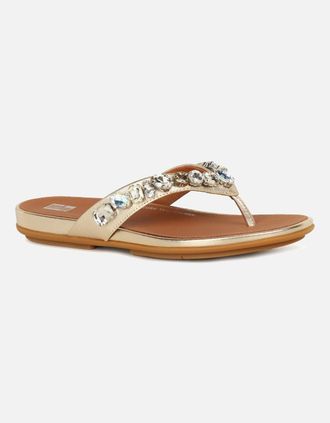 FitFlop Fitflop Womens Gracie Jewel Deluxe Womens Toe Post Sandals - Silver - Size: 3