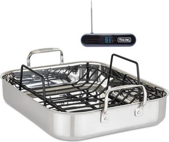 Viking Viking 3-Ply Stainless Roasting Pan w/ Rack & Thermometer Set
