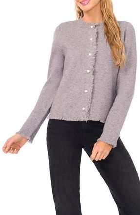 CeCe by Cynthia Steffe Fringe Trim Cardigan in Medium Heather Grey at Nordstrom Rack, Size Xx-Large