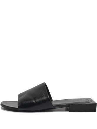 Balenciaga Box leather flat sandals - Black