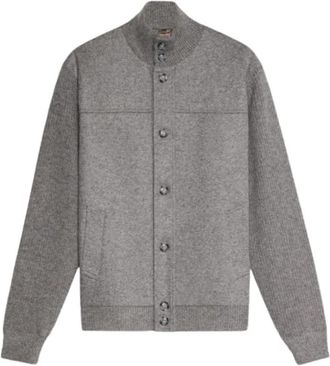 Ferrante Chaqueta punto manga canal&eacute; - Heren - Vesten - Grijs - M - Wol - Truien & Vesten