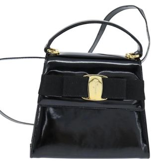 Ferragamo Vala Patent Leather Black Patent_Leather Handbag (Pre-Owned)