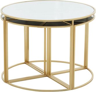 Premier Housewares Jolie Five Peice Nesting Tables Set With Mirrored Top and Gold Frames
