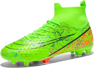 Generic Mens Breathable yin-yang Color high-top Long and Short Stud Training Football Shoes, Spikes -- Green., 6.5 UK