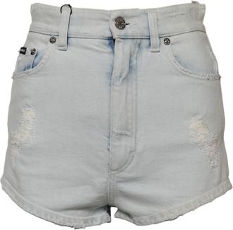 Dolce & Gabbana Light Blue Washed Denim Cotton Hot Pants Womens Shorts