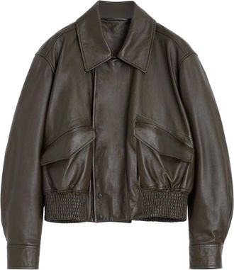 Christophe Lemaire Leren bomberjack - Bruin