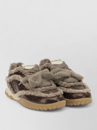 Pinko calf leather low-top sneakers