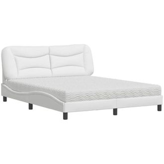 vidaXL Vidaxl - Cama Con Colch&oacute;n Cuero Sint&eacute;tico Blanco 160x200 Cm