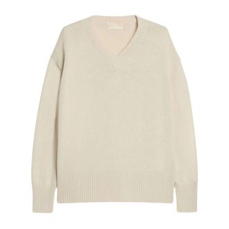 iBlues Cashmere Blend Jumper - Dames - V-hals truien - Beige - L - Wol - Truien & Vesten