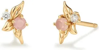 Made by Mary Lumi Flora Stud Earrings in Gold Vermeil/Pink at Nordstrom