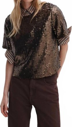 Rag & Bone Lucy Sequin Tee In Coffee