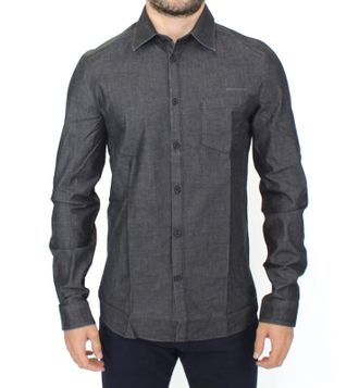 Ermanno Scervino blue Jeans Cotton Casual Stretch Mens Shirt