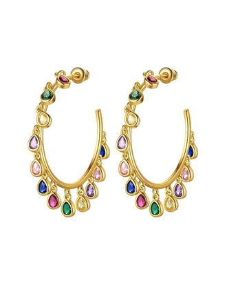 Liv Oliver 18K Platedmulticolor Quartz Cz Large Hoops