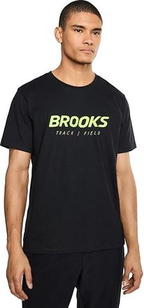Brooks Graphic Shorts Sleeve Mens Workout Black/Dark Luminary : 2XL, Cotton/Polyester