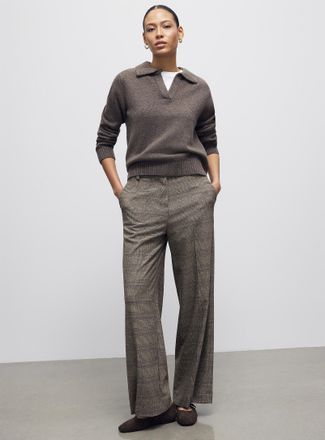 Contemporaine Womens Prince of Wales faux-wool pant Fit: Wide leg, high rise