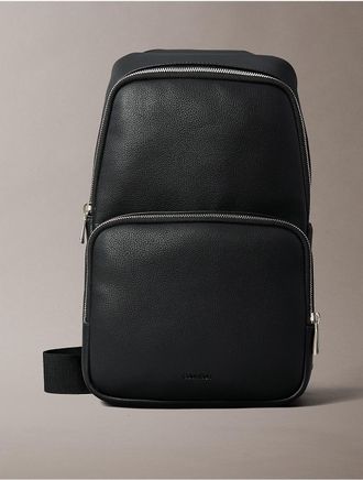 Calvin Klein Mens Micro Pebble Sling Bag - Black