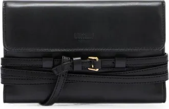 Moschino Black Silk-Blend Buckle Chain Clutch Bag