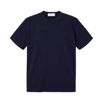 Universal Works T-Shirts, male, Blue, Size: XL Merino Fine Knit Tee