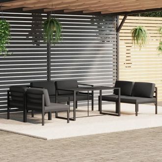 vidaXL Set Muebles De Jard&iacute;n 7 Pzas Y Cojines Aluminio Gris Antracita Vidaxl