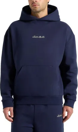 Mani&egrave;re De Voir Unisex Signature Relaxed Fit Hoodie in Navy at Nordstrom, Size Xx-Small