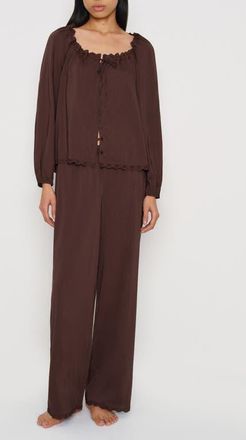 Reformation Paloma Long Sleeve Pajamas in Cafe at Nordstrom, Size X-Small