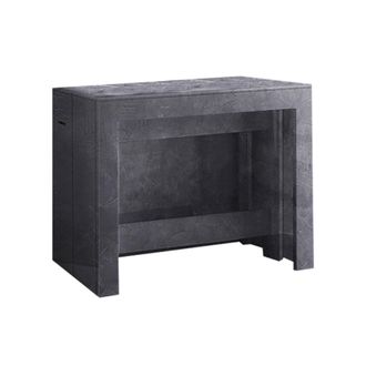 Dmora Dmora - Mesa Extensible Dguigo, Consola Extensible Hasta 12 Plazas, Mesa Con Soporte Extensible, 100% Made In Italy, Cm 51/300x90h77, Pizarra