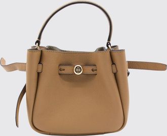 Tory Burch Borsa a secchiello mini Romy in pelle a grana con logo Double T