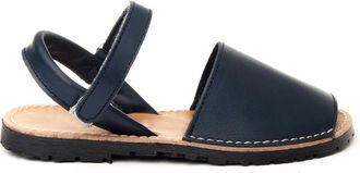 Purapiel Childrens Unisex Flat Sandal Ibisv21 In Blue Leather - Size UK 4.5 Infant