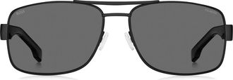 BOSS 62mm Oversize Polarized Navigator Sunglasses in Matte Black/Grey Polar at Nordstrom