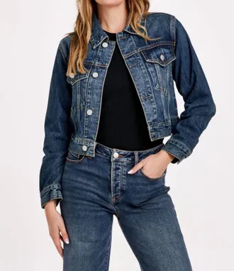 Dear John Denim Abigail Classic Cropped Denim Jacket In Medium Wash