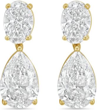 Diana M. Jewels 14KW YG 8.00 Ct TW of Lab grown oval and pear shape diamond drop earrings