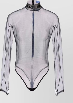 MUGLER mesh bodysuit with long sleeves and high neck