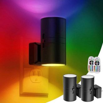 OEM 2 Unidades, 16 Colores, Luz Nocturna Led Con Enchufe, Luz Nocturna Rgb Que Cambia De Color Con Sensor De Luz, 0-100lm, Pasillo, Dormitorio, Negro