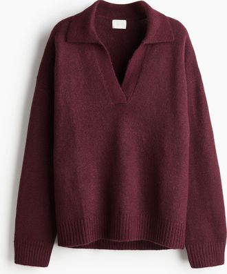 H&M Feinstrickpullover mit Kragen - Red
