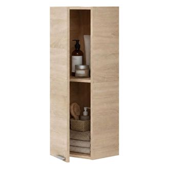 Dmora Armario Colgante Parga, Un Estante, Una Puerta, Reversible, 30x85h Cm Marr&oacute;n Roble