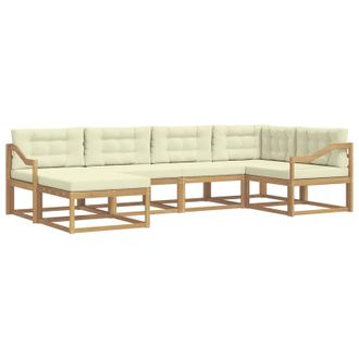 vidaXL Conjunto De Sof&aacute;s De Exterior 5 Pcs Blanco Y Crema Poli&eacute;ster Vidaxl