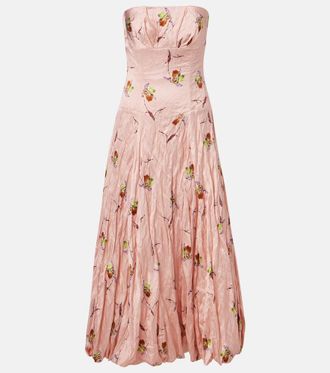 Emilia Wickstead Kaia floral satin bustier dress