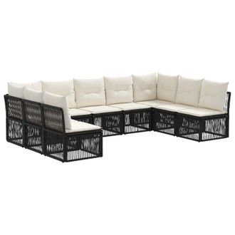vidaXL Conjunto De Sof&aacute;s De Jard&iacute;n 9 Pcs Negro Rat&aacute;n Sint&eacute;tico Vidaxl