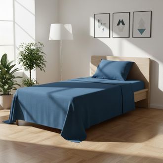 KASANOVA Completo singolo cotone blu