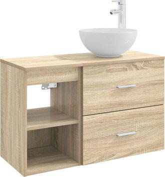 vidaXL Juego De Muebles De Ba&ntilde;o 2 Uds. Roble Sonoma Vidaxl