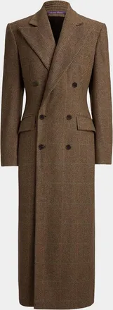 Ralph Lauren Collection Affton Double-Breasted Check Cashmere-Wool Long Coat