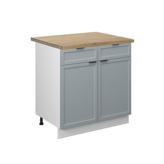 Vicco Mueble Bajo De Cocina Fame-line, Azul Claro-gris, 80 Cm, Et Roble