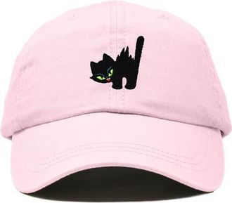 Dalix Blink Black Cat Dad Cap in Washed Pink at Nordstrom
