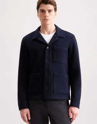 Seidensticker Seidensticker Mens Regular Fit Wool Mix Casual Overshirt Dark Blue - Size: 44/Regular